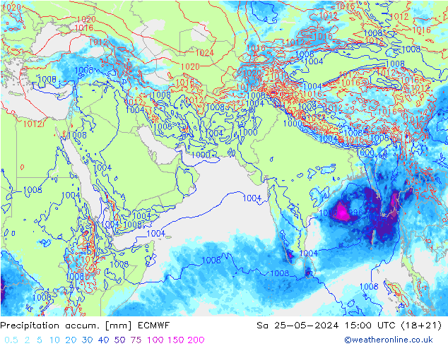 Precipitation accum. ECMWF Sáb 25.05.2024 15 UTC