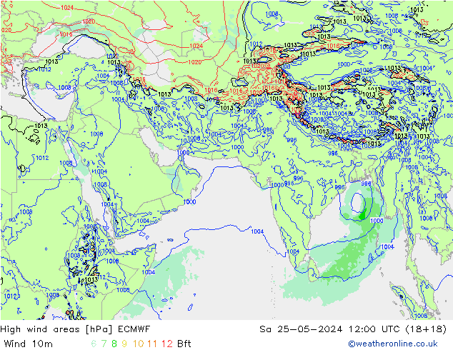 High wind areas ECMWF So 25.05.2024 12 UTC