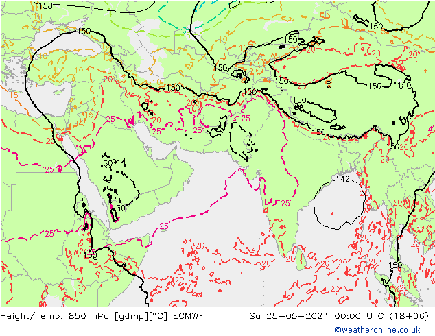 Z500/Rain (+SLP)/Z850 ECMWF сб 25.05.2024 00 UTC