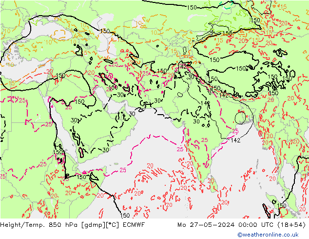 Z500/Rain (+SLP)/Z850 ECMWF Mo 27.05.2024 00 UTC