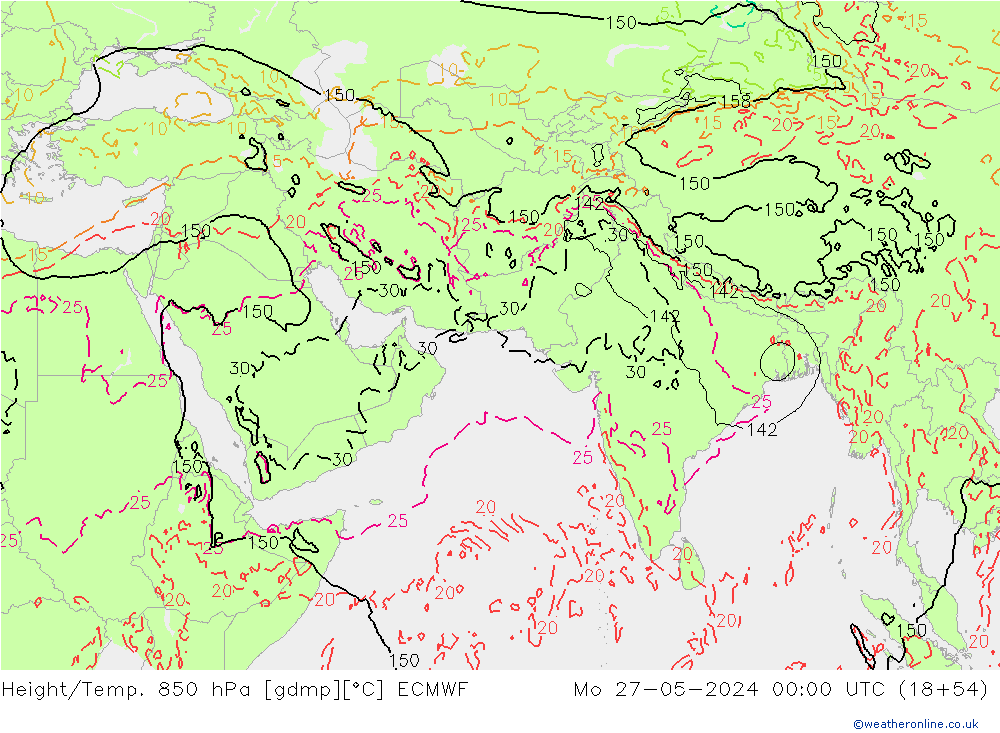 Z500/Rain (+SLP)/Z850 ECMWF lun 27.05.2024 00 UTC