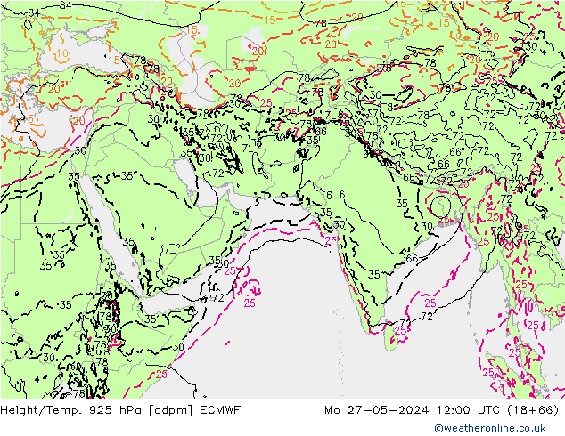 Hoogte/Temp. 925 hPa ECMWF ma 27.05.2024 12 UTC