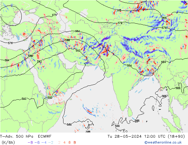 T-Adv. 500 hPa ECMWF Ter 28.05.2024 12 UTC