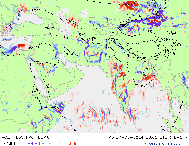 T-Adv. 850 hPa ECMWF Mo 27.05.2024 00 UTC