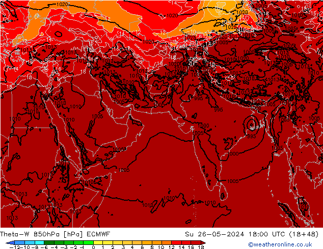 Theta-W 850hPa ECMWF dim 26.05.2024 18 UTC