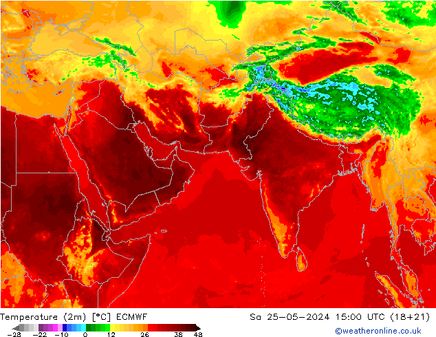 Temperatura (2m) ECMWF Sáb 25.05.2024 15 UTC