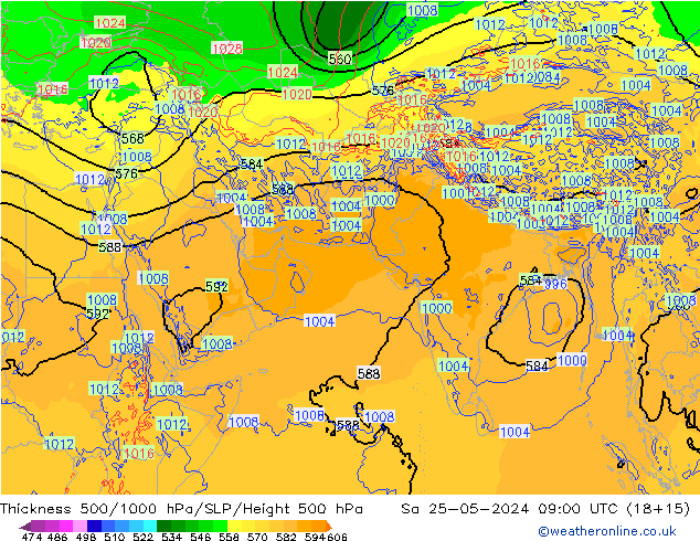 Thck 500-1000hPa ECMWF sab 25.05.2024 09 UTC