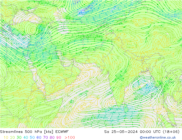 风 500 hPa ECMWF 星期六 25.05.2024 00 UTC