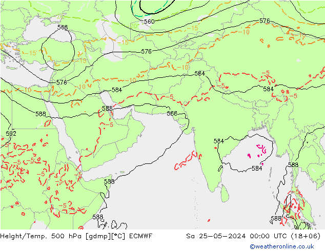 Z500/Rain (+SLP)/Z850 ECMWF сб 25.05.2024 00 UTC