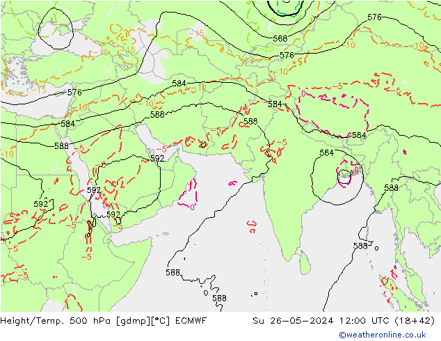 Z500/Rain (+SLP)/Z850 ECMWF Ne 26.05.2024 12 UTC