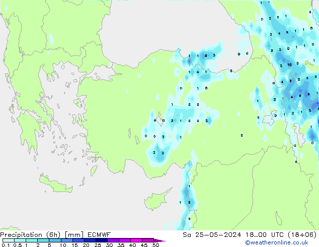 Precipitation (6h) ECMWF So 25.05.2024 00 UTC