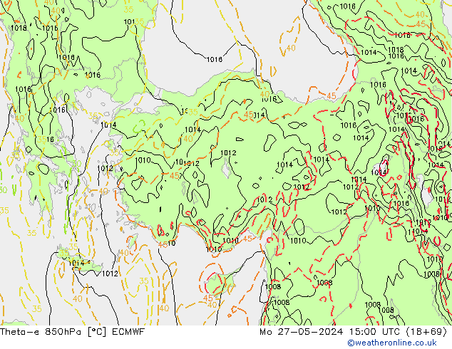 Theta-e 850hPa ECMWF Pzt 27.05.2024 15 UTC