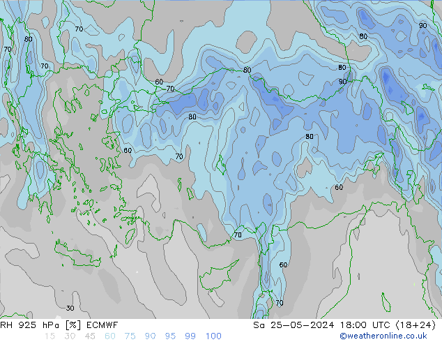 RH 925 hPa ECMWF So 25.05.2024 18 UTC