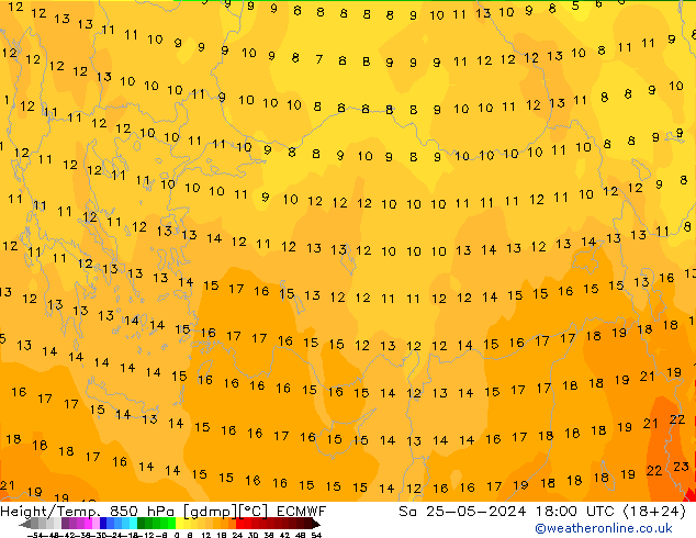 Z500/Rain (+SLP)/Z850 ECMWF Sa 25.05.2024 18 UTC