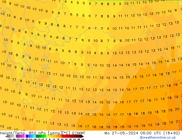 Z500/Yağmur (+YB)/Z850 ECMWF Pzt 27.05.2024 06 UTC