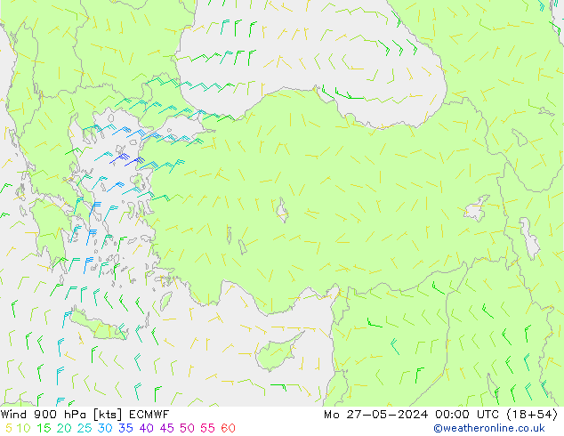 ветер 900 гПа ECMWF пн 27.05.2024 00 UTC