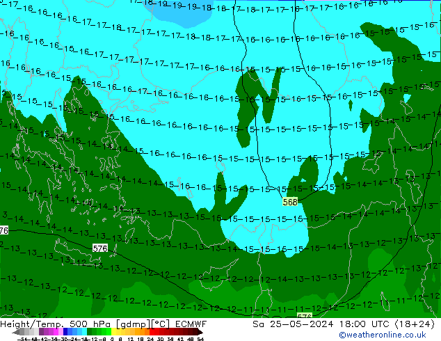 Z500/Rain (+SLP)/Z850 ECMWF Sa 25.05.2024 18 UTC