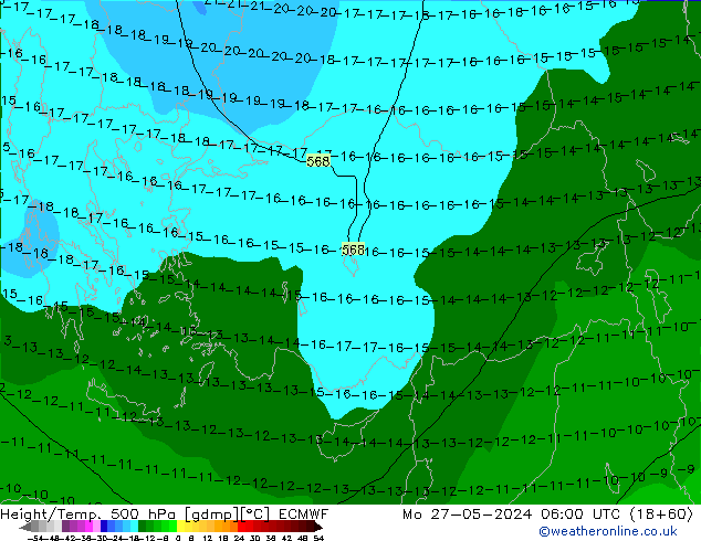 Z500/Rain (+SLP)/Z850 ECMWF Mo 27.05.2024 06 UTC