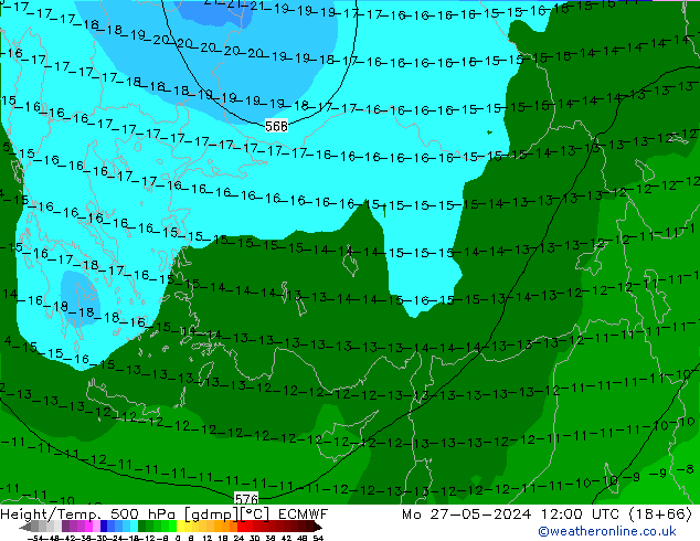 Z500/Rain (+SLP)/Z850 ECMWF Mo 27.05.2024 12 UTC