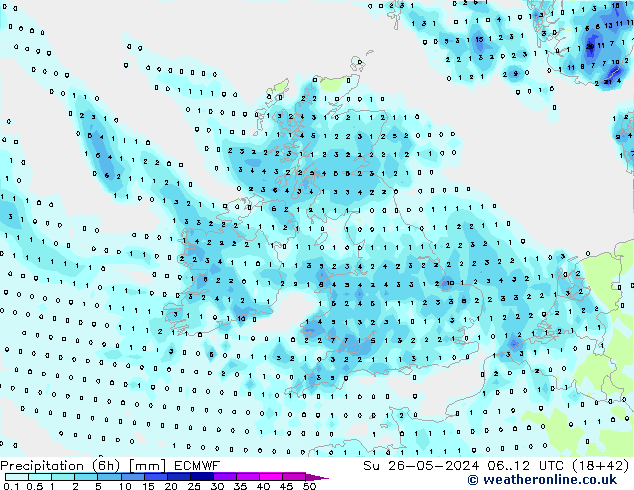 Z500/Rain (+SLP)/Z850 ECMWF dom 26.05.2024 12 UTC