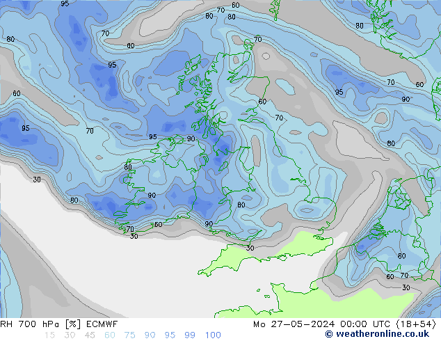 RH 700 hPa ECMWF Seg 27.05.2024 00 UTC