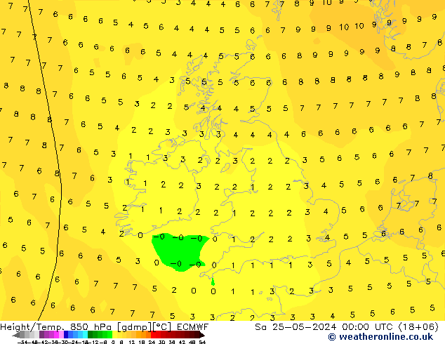 Z500/Rain (+SLP)/Z850 ECMWF  25.05.2024 00 UTC