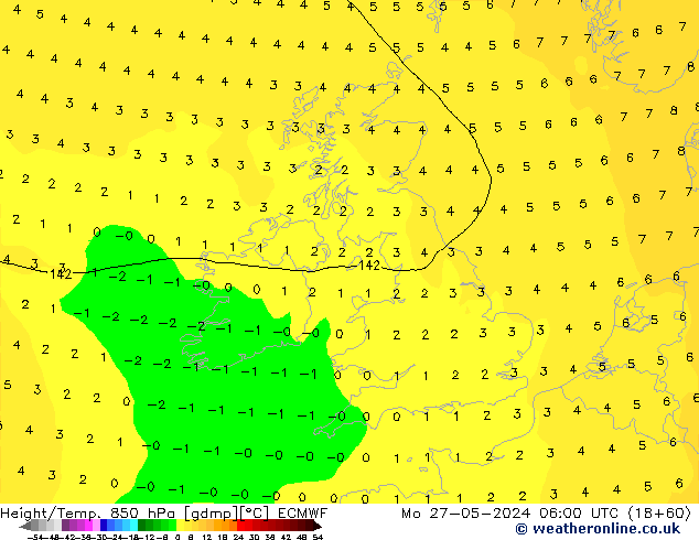 Z500/Rain (+SLP)/Z850 ECMWF Po 27.05.2024 06 UTC