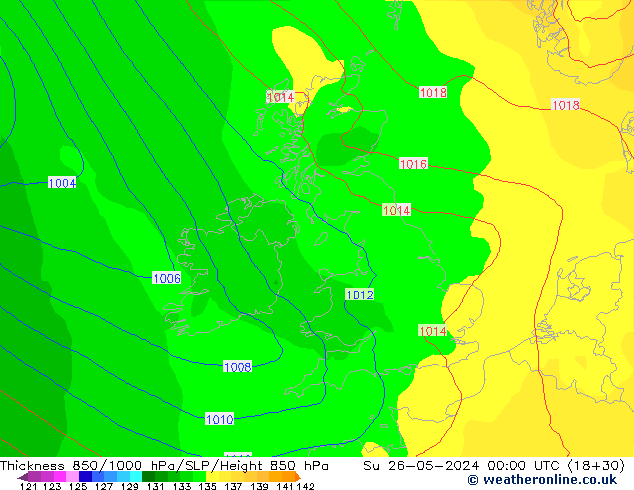 Thck 850-1000 hPa ECMWF Ne 26.05.2024 00 UTC