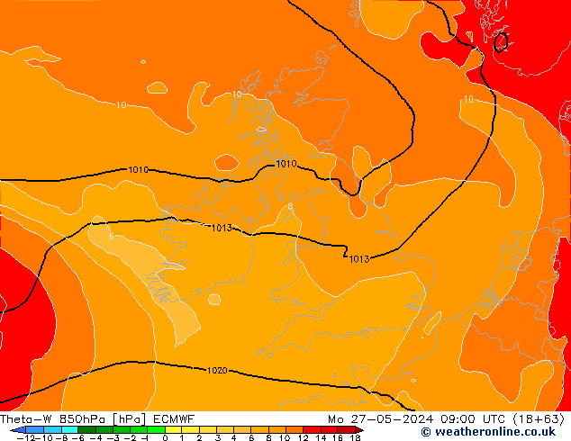 Theta-W 850hPa ECMWF lun 27.05.2024 09 UTC