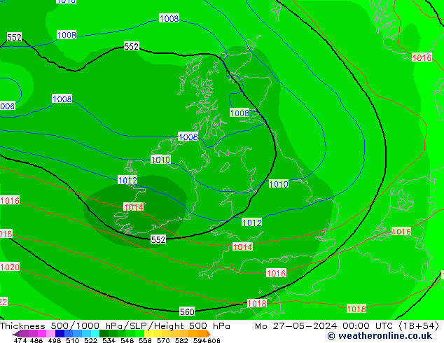 Thck 500-1000hPa ECMWF Mo 27.05.2024 00 UTC