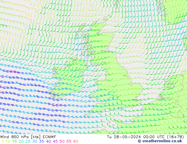 Rüzgar 850 hPa ECMWF Sa 28.05.2024 00 UTC