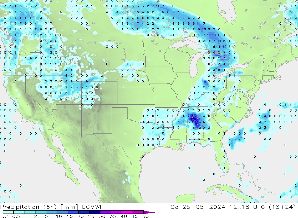 Z500/Rain (+SLP)/Z850 ECMWF Sáb 25.05.2024 18 UTC