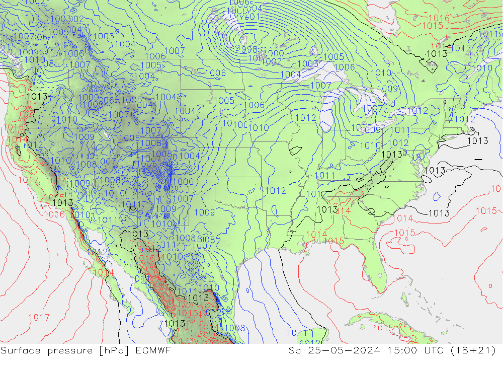 Surface pressure ECMWF Sa 25.05.2024 15 UTC