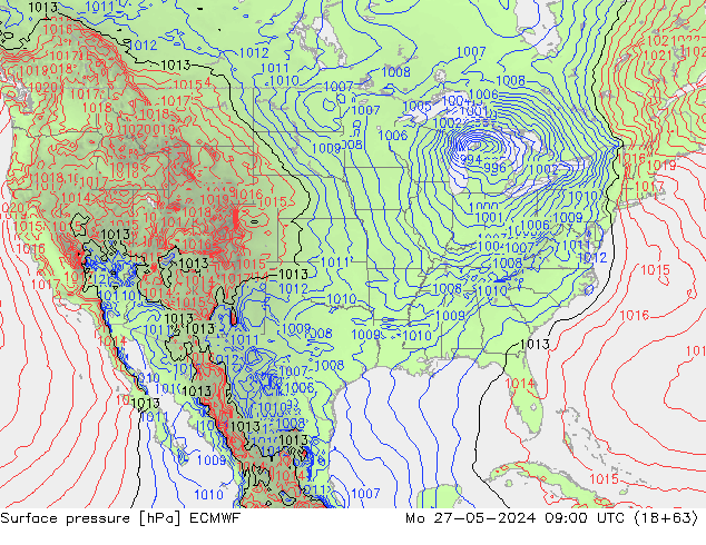 Luchtdruk (Grond) ECMWF ma 27.05.2024 09 UTC