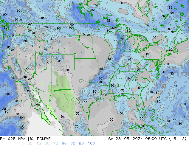 RH 925 hPa ECMWF Sa 25.05.2024 06 UTC