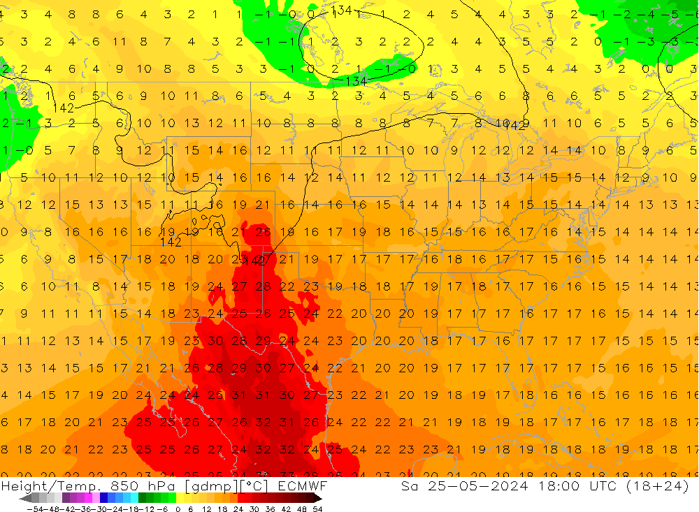 Z500/Rain (+SLP)/Z850 ECMWF Sáb 25.05.2024 18 UTC