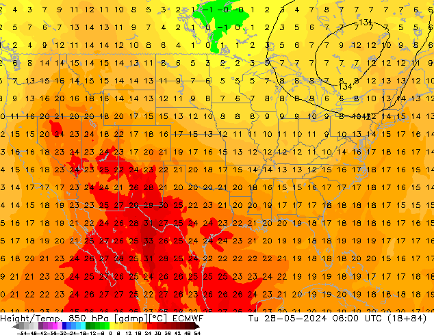 Z500/Rain (+SLP)/Z850 ECMWF Ter 28.05.2024 06 UTC