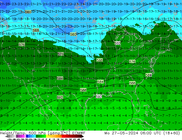 Z500/Rain (+SLP)/Z850 ECMWF Po 27.05.2024 06 UTC