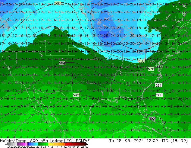 Z500/Rain (+SLP)/Z850 ECMWF mar 28.05.2024 12 UTC