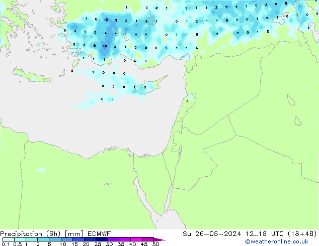 Precipitação (6h) ECMWF Dom 26.05.2024 18 UTC