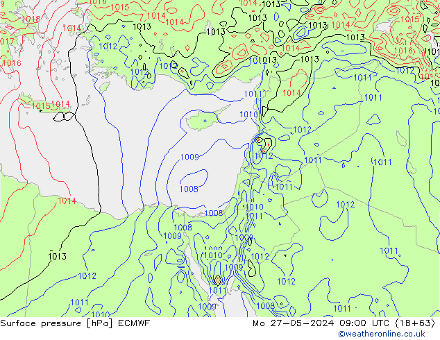 Presión superficial ECMWF lun 27.05.2024 09 UTC