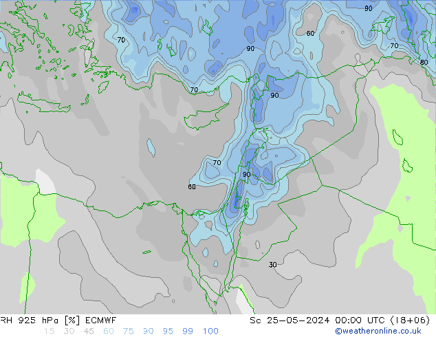 RH 925 hPa ECMWF Sáb 25.05.2024 00 UTC