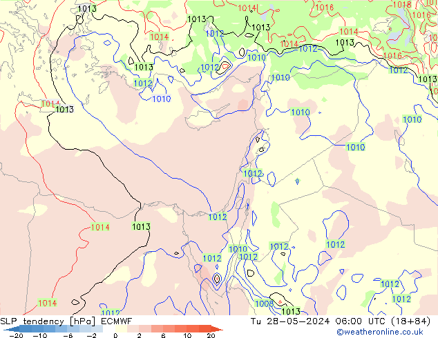 SLP tendency ECMWF Tu 28.05.2024 06 UTC