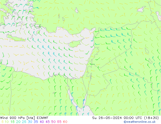 Wind 900 hPa ECMWF Su 26.05.2024 00 UTC