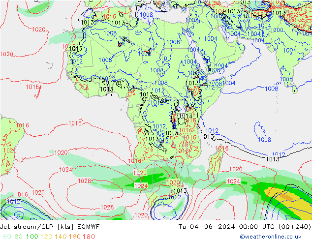 Jet Akımları/SLP ECMWF Sa 04.06.2024 00 UTC