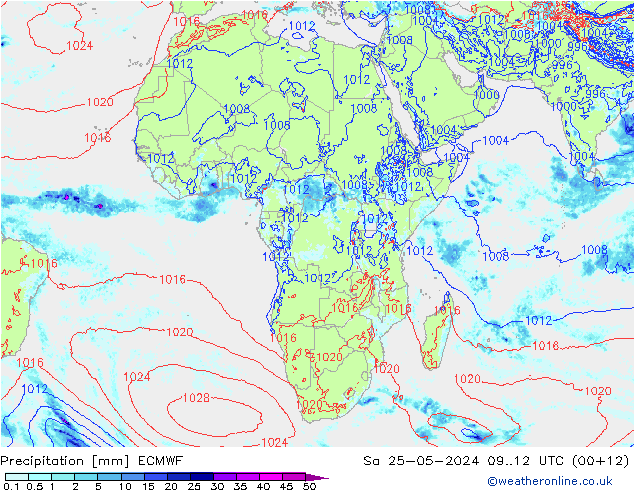 Srážky ECMWF So 25.05.2024 12 UTC