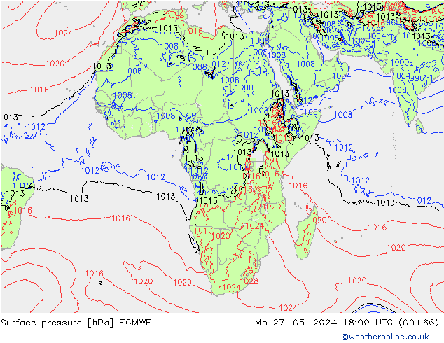 Pressione al suolo ECMWF lun 27.05.2024 18 UTC