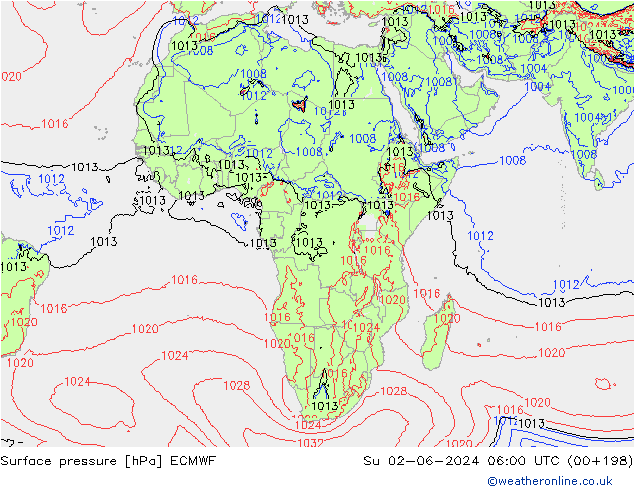 Surface pressure ECMWF Su 02.06.2024 06 UTC