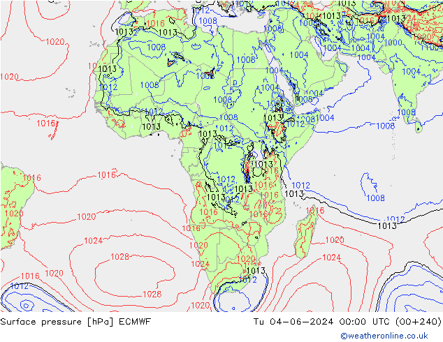 Presión superficial ECMWF mar 04.06.2024 00 UTC