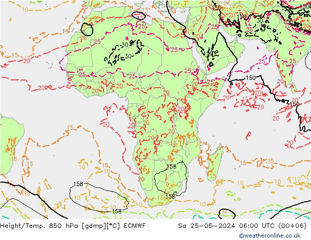 Z500/Yağmur (+YB)/Z850 ECMWF Cts 25.05.2024 06 UTC